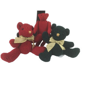 Bears Plush Red Christmas Chenille Soft Cuddly Lot of 3 one jointed
